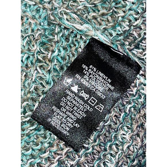 Nick+Zoe 3/4 Sleeve Knit Sweater Turquoise & Linen Blend Size L Large Women - Picture 6 of 6